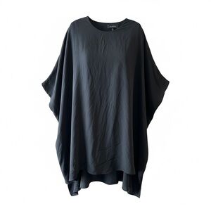 St. JOHN Black Silk Georgette Draped Dolman Sleeve Dress Size 8 EUC